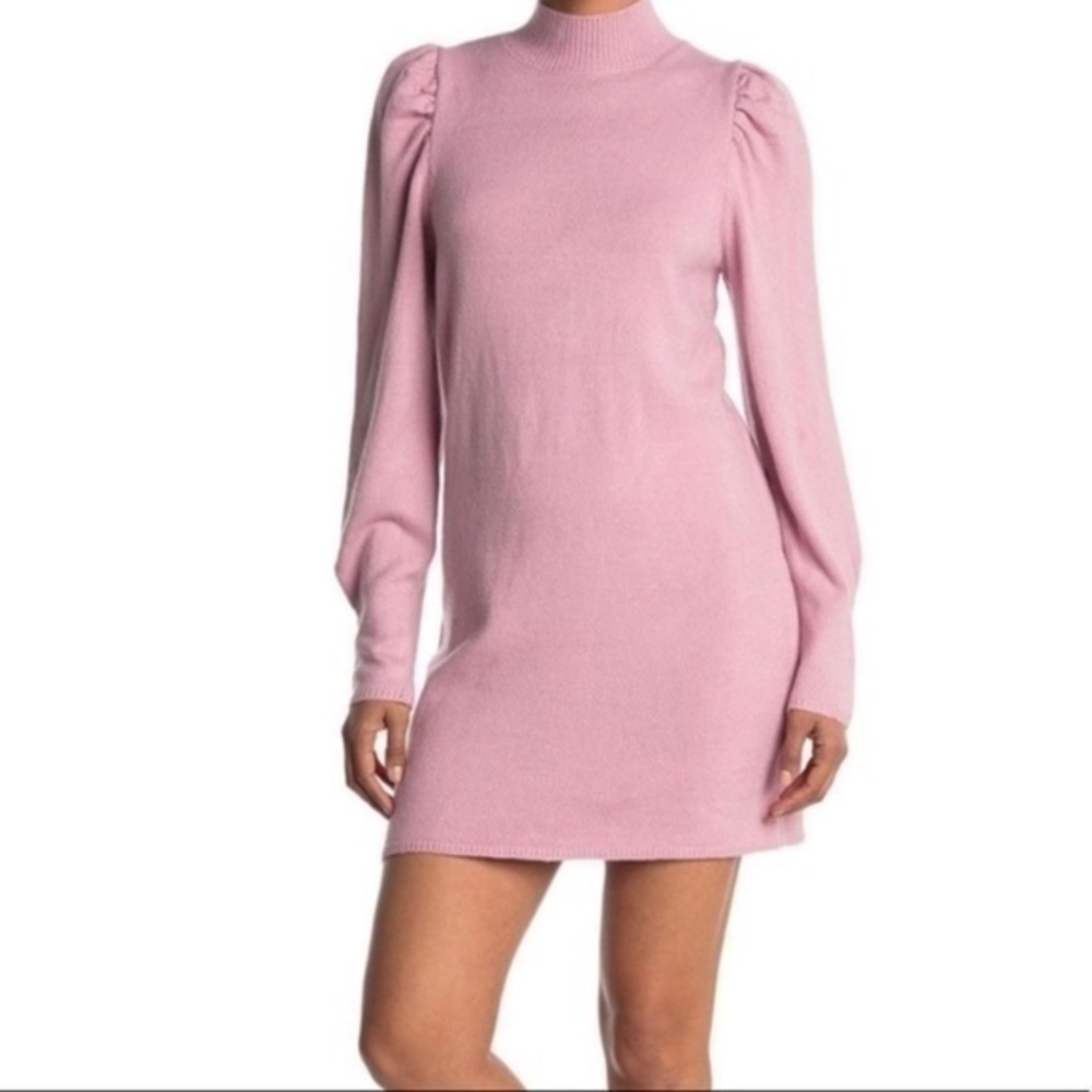 Wayf NWT Mock Neck Sweater Dress in Blush Pink Size Small